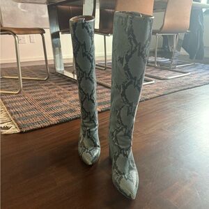 Paris Texas Blue Snake Leather Boots